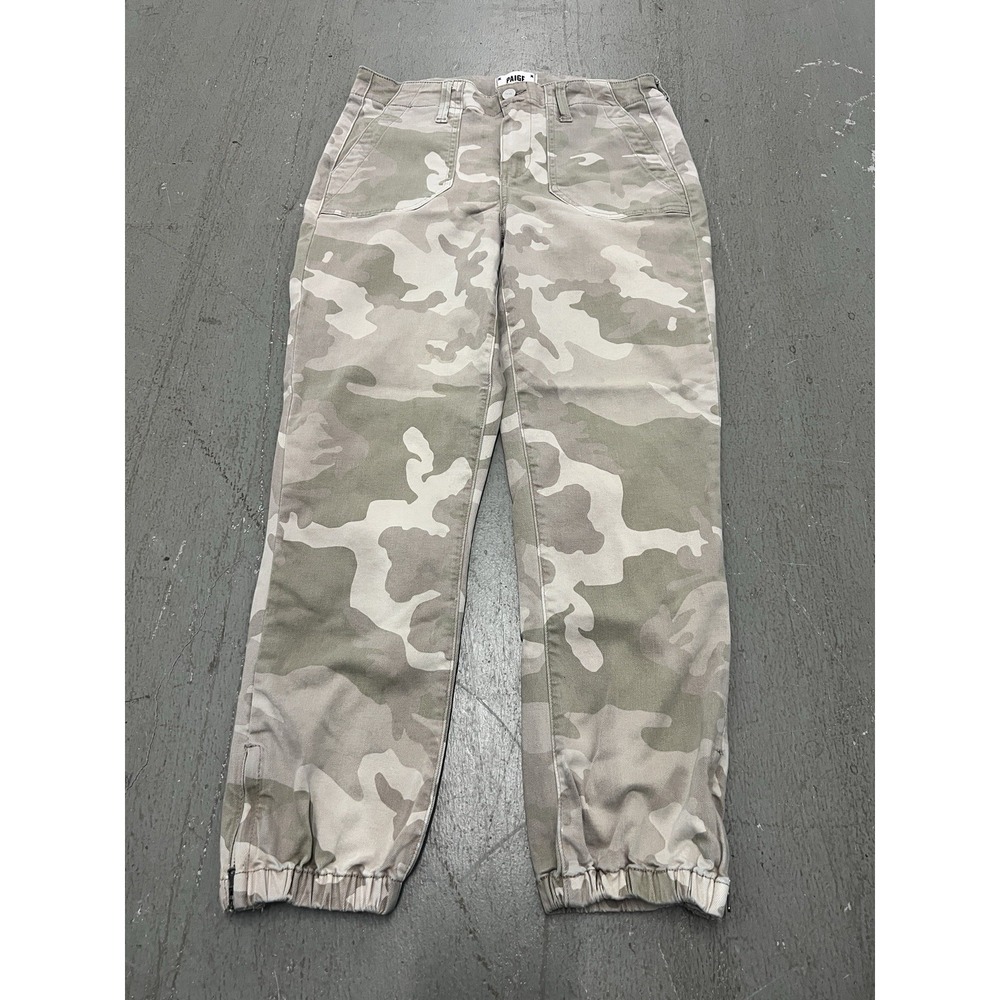 PAIGE Mayslie Camo Jogger Pants Womens 27 Cargo Pockets Zipper‎ Ankle Stretch